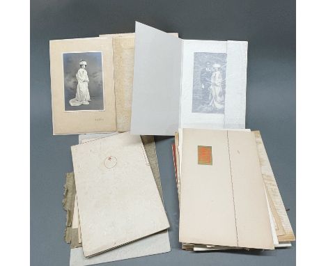 An extensive group of vintage Japanese mounted photographs, largest mount. 30 x 15cm.
