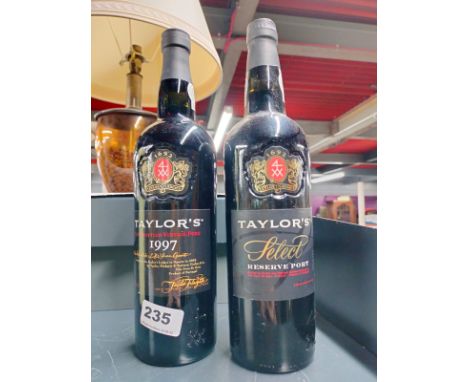 Two bottles of Taylor's vintage port.