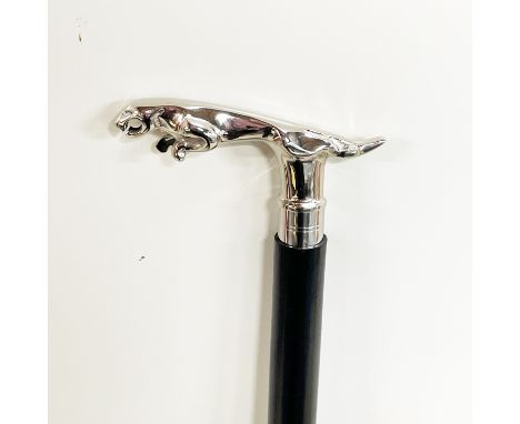 A Jaguar mascot handle walking stick, L. 92cm.