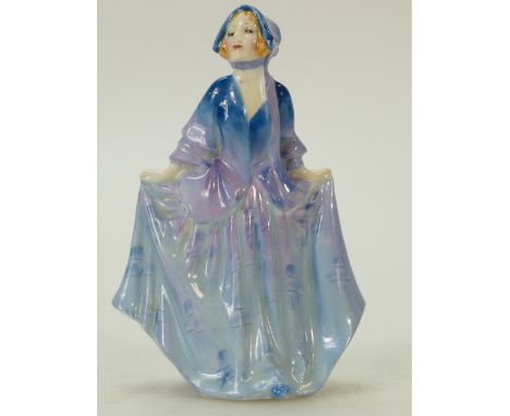 Royal Doulton smaller figure Sweet Anne M6, blue colourway, c 1930's. Tiny pin head chip to r/h side of bonnet. 