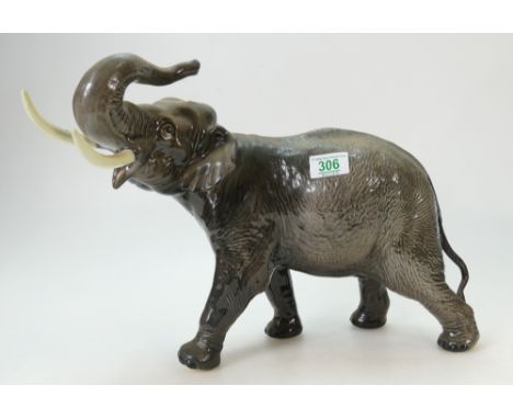 Beswick large elephant with trunk in salute, model number 1770 (restored tusks) 