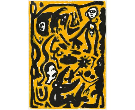 (See English version below)Ohne Titel. 1991Farbserigrafie auf Papier.  122&nbsp;×&nbsp;86,5&nbsp;cm ( 48&nbsp;×&nbsp;34&nbsp;