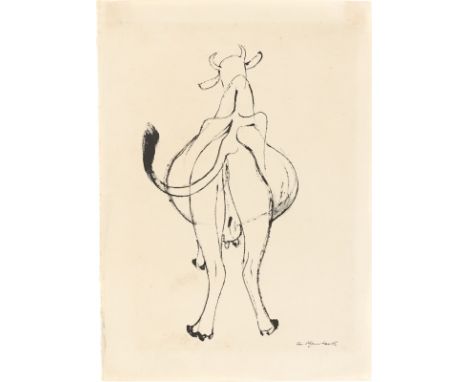 (See English version below)„Kuh von hinten“. Um 1935Tuschfeder auf Papier.  35&nbsp;×&nbsp;25,4&nbsp;cm ( 13&nbsp;¾&nbsp;×&nb