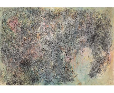 (See English version below)Ohne Titel. 1954Aquarell und Tuschfeder auf Papier. 44&nbsp;×&nbsp;64&nbsp;cm ( 17&nbsp;⅜&nbsp;×&n