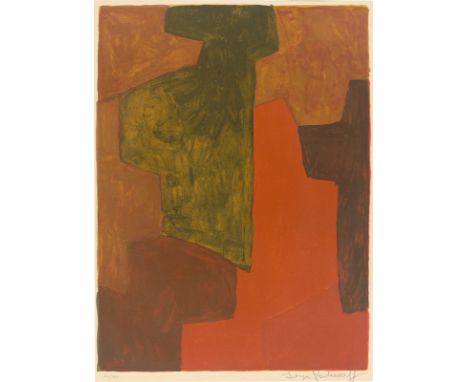 (See English version below)„Composition orange et verte“. 1964Farblithografie auf Velin.  60,8&nbsp;×&nbsp;45,4&nbsp;cm (69,8