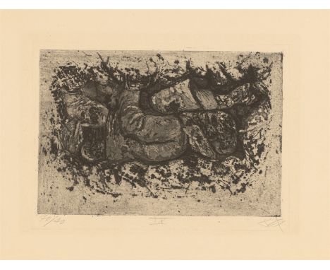 (See English version below)„Gefunden beim Grabendurchstich (Auberive)“. 1924Aquatinta auf Bütten.  19,2&nbsp;×&nbsp;28,3&nbsp
