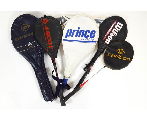 A Slazenger 500 V series junior cricket bat (still shrink wrapped) together with a Dunlop graphite injection tennis racquet a