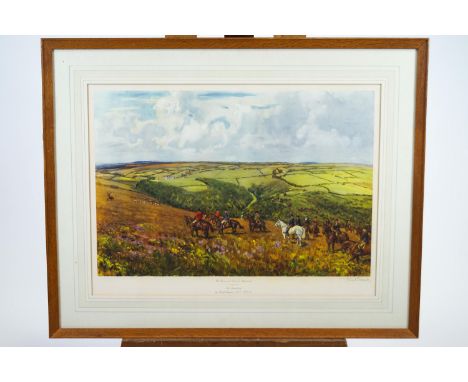 Lionel Edwards, The Devon and Somerset Staghounds, print, signed in pencil lower right, 48cm x 63cm