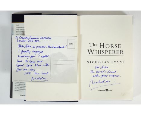 Volume :  'The Horse Whisperer', First Edition 1995, dedicated by and with a card from the author, paper and cloth bound, in 