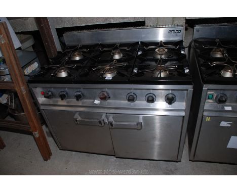 A NMB industrial six ring Range cooker (gas rings with electric cooker). 41" long x 28" deep x 33" high.