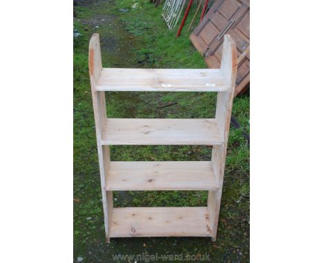 A stripped Pine four shelf display stand, 41" high x 23" wide x 9" deep.