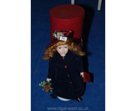 'Samantha' H-Samuels ceramic doll on stand.