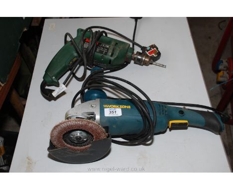 A grinder and electric drill.