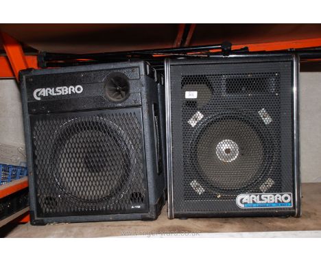 A pair of Colrsbro A112 speakers and a pair of Colrsbro 75 watt speakers and two speaker stands.