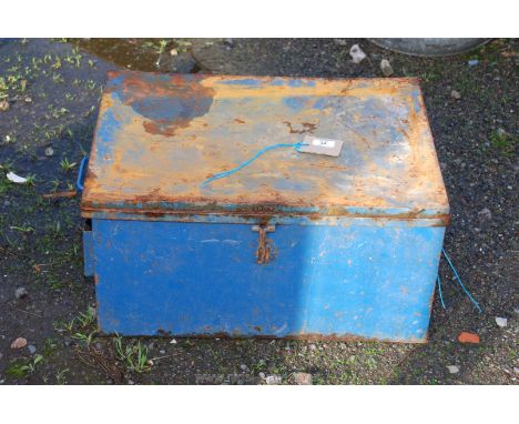 A two section metal trunk.