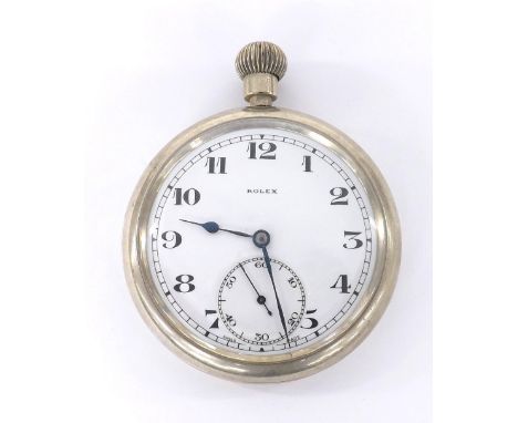 Rolex 'B' Military issue nickel cased pocket watch, signed cal. 548 15 jewel movement with compensated balance and regulator,