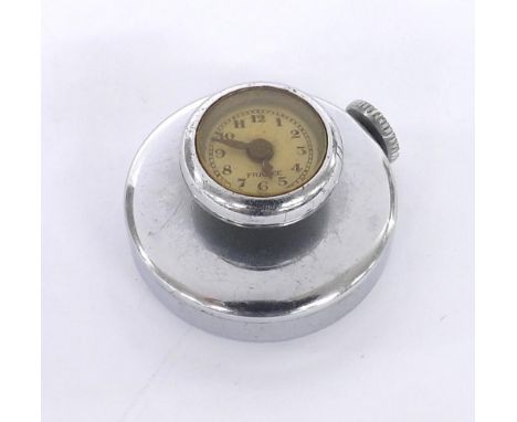 Button hole watch, the circular dial marked 'France' with Arabic numerals and outer minute track, 25mm - Condition Report: - 