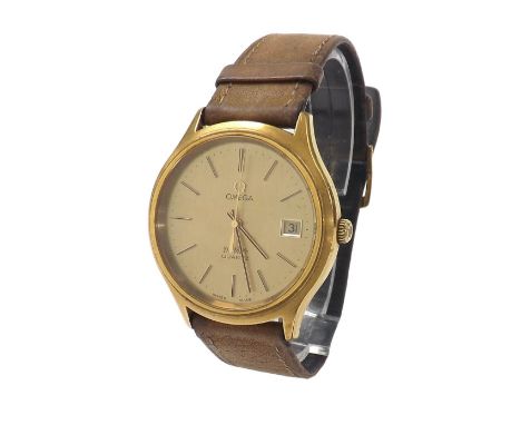 Omega DeVille Quartz gold plated and stainless steel gentleman's wristwatch, ref. 192 0033, circa 1979, champagne dial with b