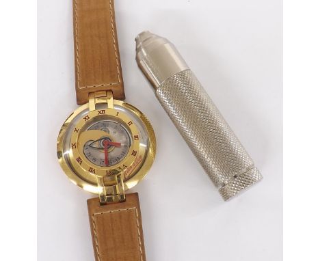 Jean d'Eve Samara automatic quartz gold plated gentleman's wristwatch, nr. 891167, exhibition dial with centre silvered date 