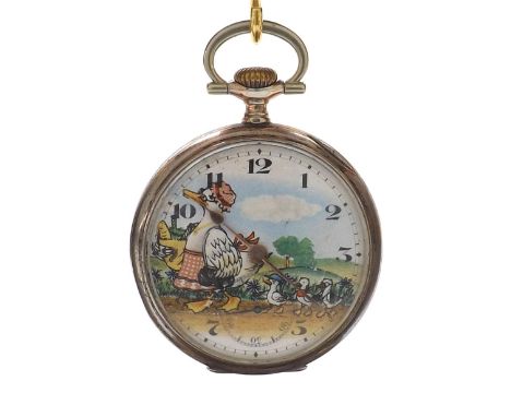 White metal (0.800) lever pocket watch, the movement signed Bulla, inscribed cuvette, the dial with Arabic numerals and subsi