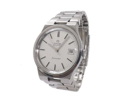 Omega Seamaster automatic stainless steel gentleman's bracelet watch, ref. 166.0892, silvered circular dial with baton marker