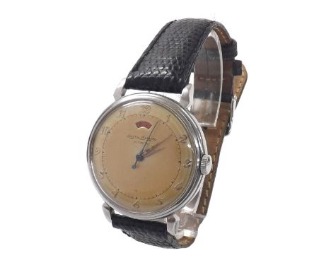 Jaeger-LeCoultre 'bumper' automatic stainless steel gentleman's wristwatch, case no. 535181, circular silvered dial with gilt