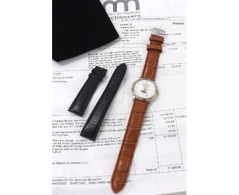 Blancpain Villeret triple calendar moon phase automatic stainless steel gentleman's wristwatch, gold bezel, the circular whit