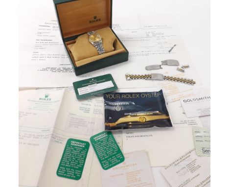 Rolex Oyster Perpetual Datejust gold and stainless steel mid-size bracelet watch, ref. 68273, circa 1988, serial. no. R928xxx