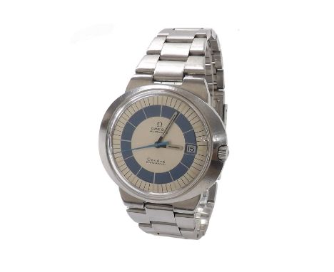 Omega Geneve Dynamic automatic stainless steel gentleman's bracelet watch, silvered dial with blue chapter, date aperture and