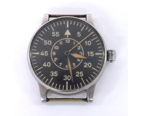 Rare WWII German Military Luftwaffe B.UHR A. Navigators Observation watch by A. Lange & Sohne, ref. FI 23883, the black dial 