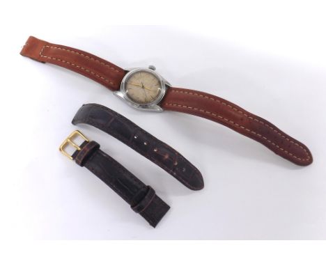 Tudor Oyster stainless steel gentleman's wristwatch, ref. 7803, serial no. 72987, circular silvered dial with quarter Arabic 