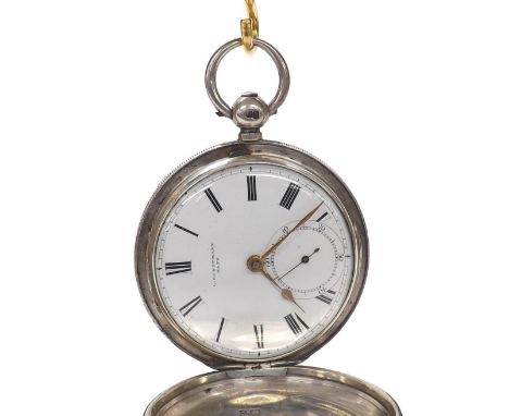 Silver fusee lever hunter pocket watch, London 1870, the movement signed G. Horstmann, Bath, no. 16684,  with plain balance c