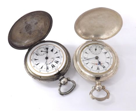 Two Turkish market silver lever hunter pocket watches, the movements signed Billodes and Prior, London,  within engine turned