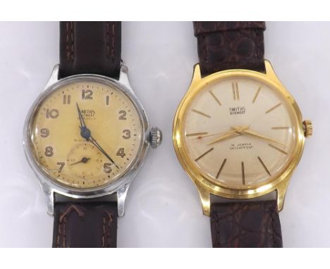 Smiths Everest stainless steel gentleman's wristwatch, silvered dial with Arabic numerals, minute markers and subsidiary seco