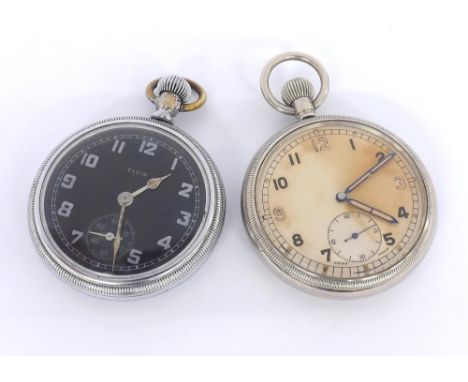 Elgin WWII British Military Army issue nickel cased lever pocket watch, circa 1943, signed 9 jewel movement, no. 41772768, si