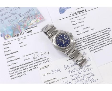 Tudor Prince Date Mini-Sub stainless steel bracelet watch, ref. 73190,, circa 1998,  serial. no. B99xxxx, circular blue dial 