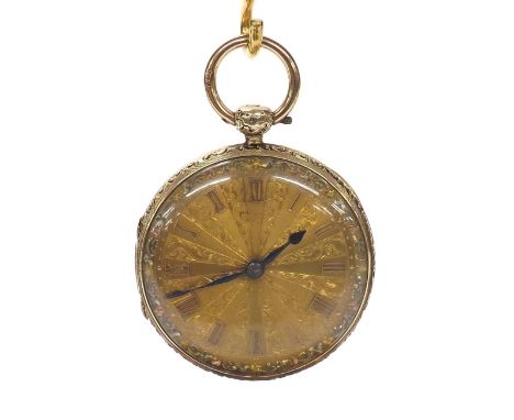 George III 18ct detached lever pocket watch, Chester 1837, the gilt three-quarter plate movement signed Thos. Townley, Liverp