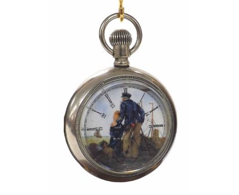 Elgin Watch Co. nickel cased lever pocket watch, 17 jewel movement, no. 20205607, the dial with Roman numerals and subsidiary
