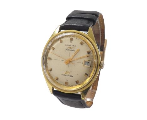 Longines Ultra-Chron automatic gold plated and stainless steel gentleman's wristwatch, case no. 15765896, circular silvered d