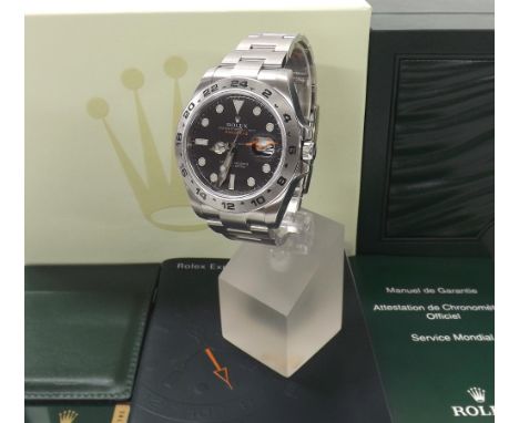 Rare Special Order Rolex Oyster Perpetual Date Explorer II stainless steel gentleman's bracelet watch made for the 22nd Speci
