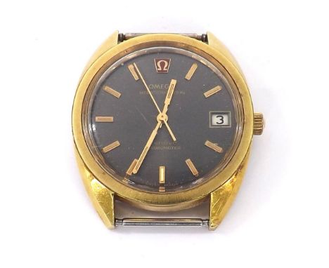 Omega Geneve Chronometer Megasonic 720Hz gold plated and stainless steel gentleman's wristwatch, ref. 198 0065, circular grey