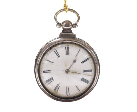 Silver fusee verge pair cased pocket watch, Birmingham 1837, the movement signed Counsell & Son. Ross, no. 2437, with pierced