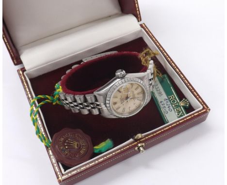 Rolex Oyster Perpetual Date stainless steel lady's bracelet watch, ref. 69240, circa 1987/1988, serial no. R533xxx, milled be