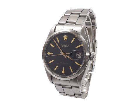 Rolex Oysterdate Precision stainless steel gentleman's bracelet watch, ref. 6694, circa 1965, serial no. 127xxxx, black dial 