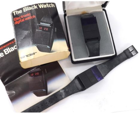 Two Sinclair 'The Black Watch' Electronic Digital wristwatches (box with outer sleeve, instruction booklet)