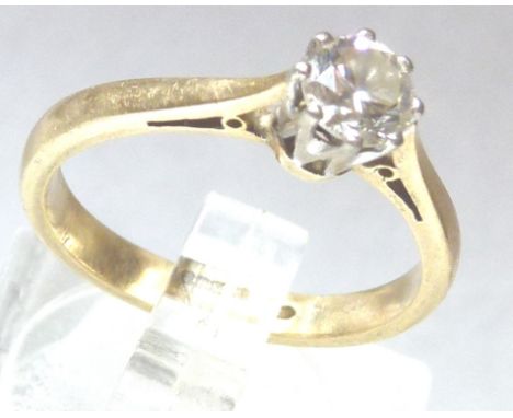 9 ct gold diamond solitaire ring, diamond approximately 0.15 ct, size K