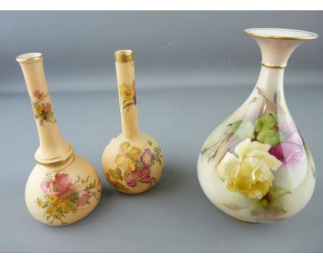 Three Royal Worcester vases, all floral decorated, nos. 293, 1215 and 1528 (damages)