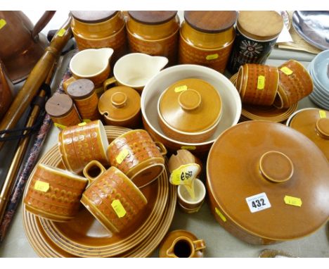 Quantity of Hornsea '1977 Saffron' tableware and a Portmeirion 'Magic City' storage pot and cover