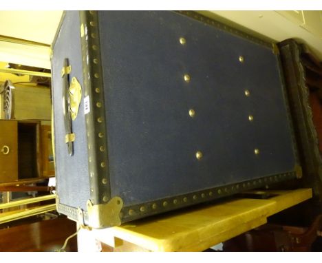 Blue vintage travel trunk