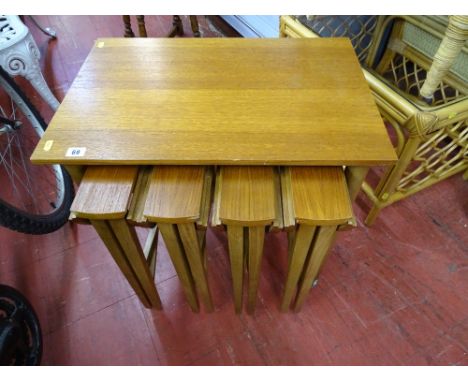 Light wood nest of five tables